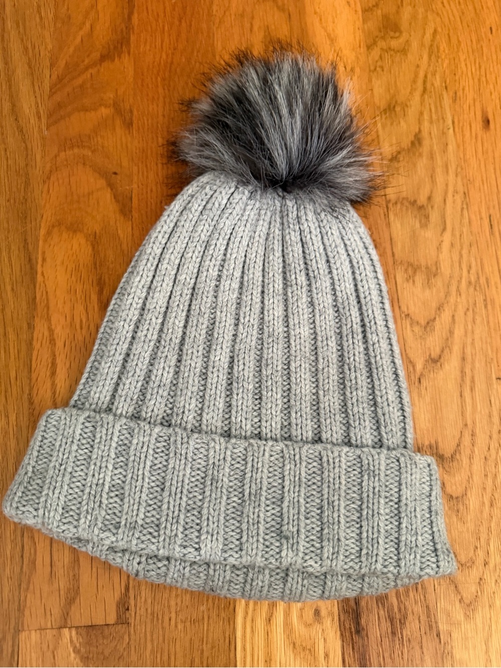 Athleta Grey Knit Pom Beanie